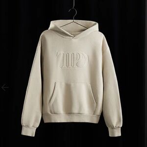 Taylor Swift Tortured Poets Department TTPD Beige Hoodie Embossed Letters Small